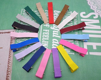 Sale--50 pcs girl hair clips --mixed colors satin hair clips - girl barrettes
