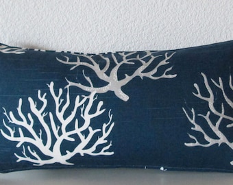 Pillow Cover - Navy Blue - nautical - corals - Cushion Cover