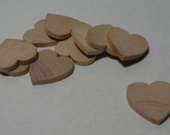 1" Wood Heart - Set of 10 Unfinished Wood Hearts - 1/8" Thick
