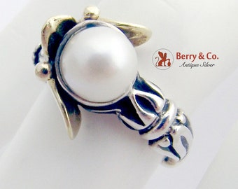 Lagos Caviar Pearl Ring 18 K Gold Sterling Silver