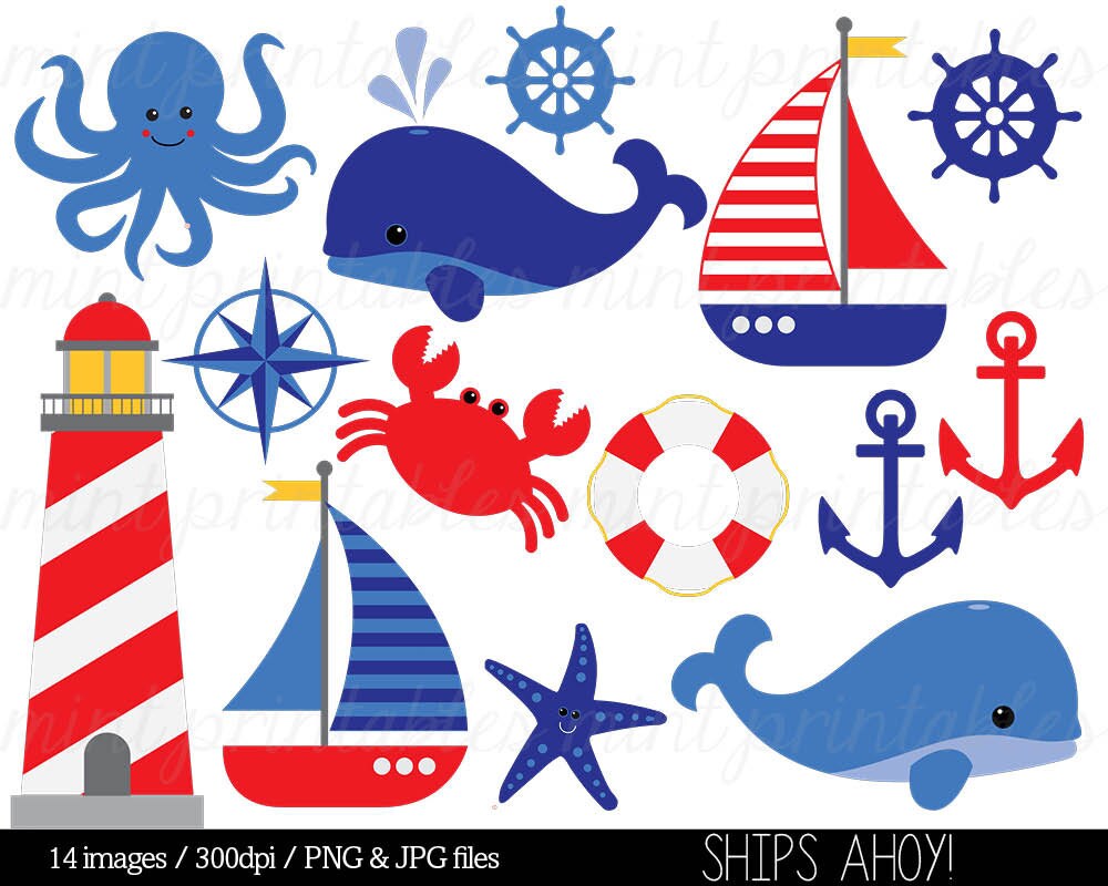 Nautical Clipart Clip Art Anchor Clipart Whale Clipart