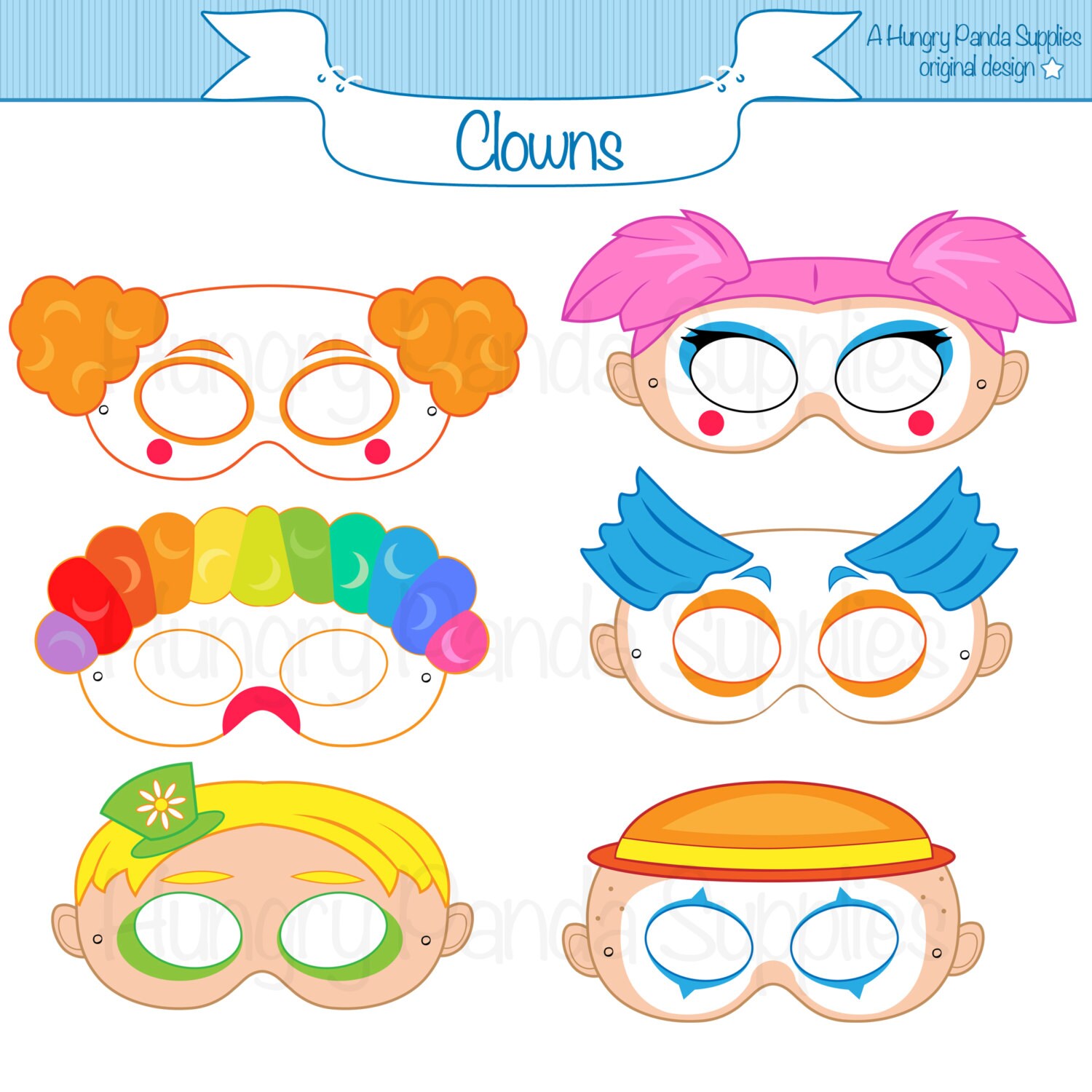 Clown Printable Masks clown mask clown masks circus clown