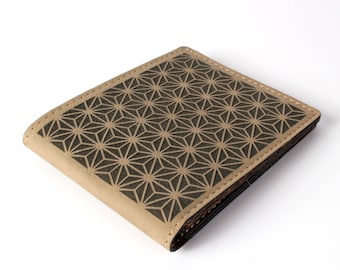 Japanese Asanoha - Laser Engraved Sacred Geometry Wallet - Vegan Leather