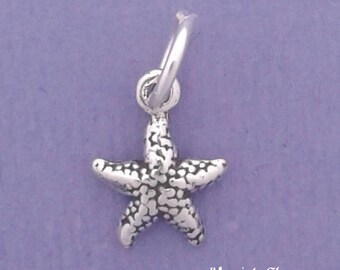 Starfish Charm .925 Sterling Silver, STAR FISH, Beach MINIATURE Small - elp785