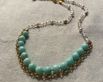 Amazonite and Pearl Necklace