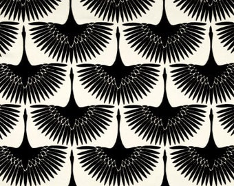 Black and White Flocked Velvet Bird Pillow Cover / Both Sides / All Sizes