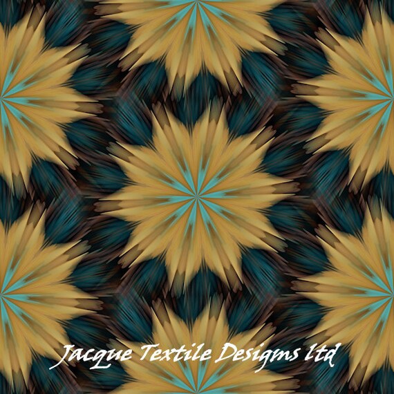 Flower Blue Kaleidoscope Artist Created Lycra Knit Fabric By The Yard Athletic Apparel Swimwear Swim Suit
