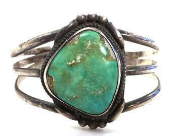 Navajo Sterling Silver & Turquoise Cuff / Vintage Native American Bracelet / Southwest Western Hippie Boho Ethnic Tribal Bohemian Gypsy