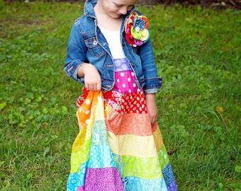 RAINBOW Dress Boho Dress Flower Girl Dress Girls Maxi Dress Toddler Maxi Dress Matilda Jane Inspired Dress Beach Dress RAINBOW Maxi Dress