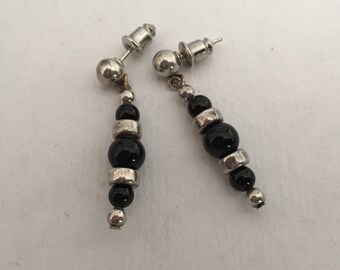 Vintage Sterling and Onyx earrings