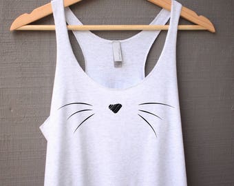 Cat Whiskers Tank Top - Cat Tank Top - Cat Shirt - Cute Cat Tank Top - Cat Lover Gift - Cat Whiskers