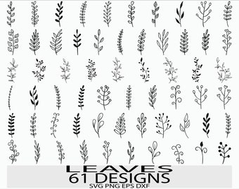 Leaf svg file/ Leaves svg file/ Branches svg file/ Leaves clipart/ Leaf cricut/ Hand drawn leaves/ Leaf silhouette/ Plant/cut file