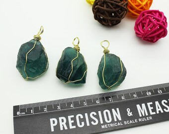Natural Raw Fluorite Pendants Wire Wrapped for Gaining Clarity & Insight/DIY Jewelry Making /#DZ-S80316P809