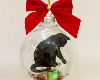 Cat Christmas Ornament, Black Cat Christmas Ornament, Cat Memorial Ornament