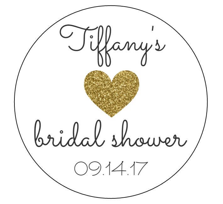 20 Bridal Shower Heart Stickers Gold Heart Labels Bridal