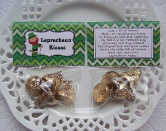 Printable St Patricks Day Leprechaun Kisses Mini Bag Toppers - Instant Download