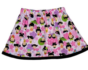 Pink - Kokeshi Dolls - Baby Skirt - Harajuku Clothing - Girl - Baby Clothing - Girls Skirts - Blossom - Purple - Black - Skirt - 12m