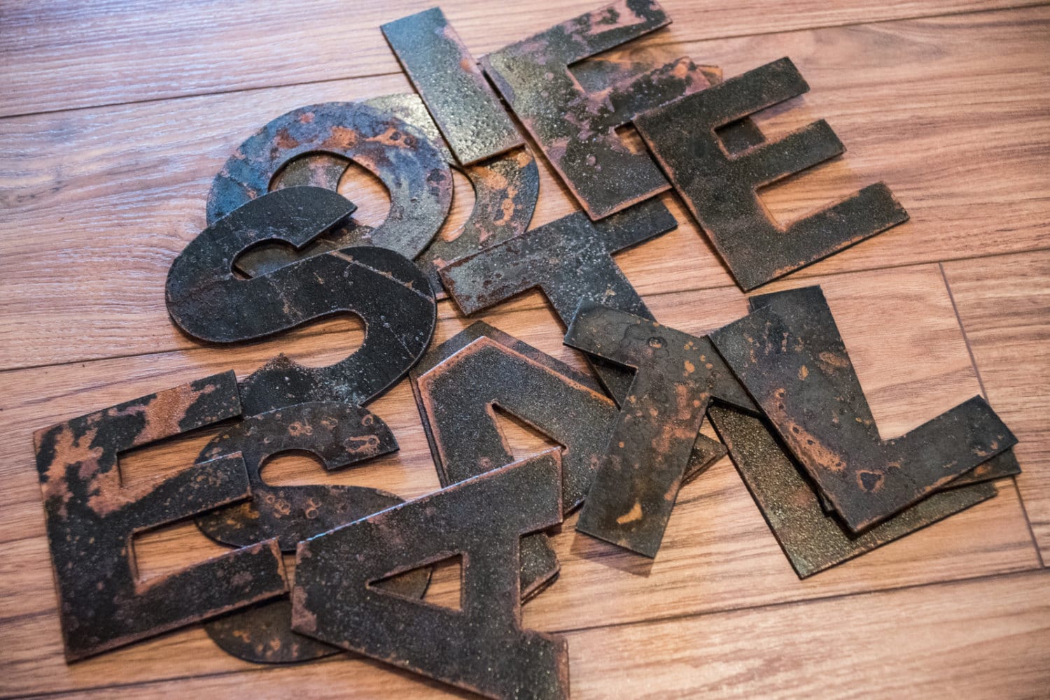 Rustic Metal Letters and Numbers Recycled Steel Rusty Finish