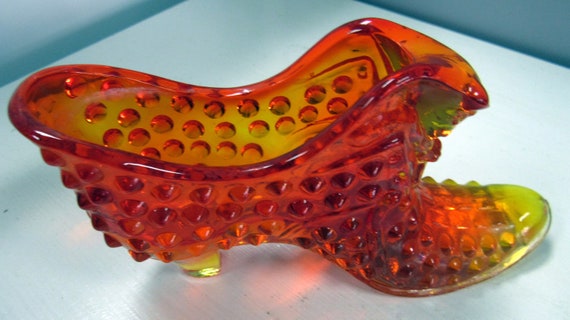 Orange hobnail miniature shoe
