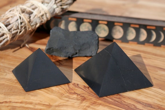 XL Shungite Pyramid, Large Shungite Pyramid, Polished Shungite, Black Crystal Pyramid, EMF Protection, Russian Shungite, Polished Shungite