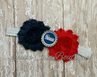 New England Patriots shimmery elastic headband infant, toddler, or adult sizes