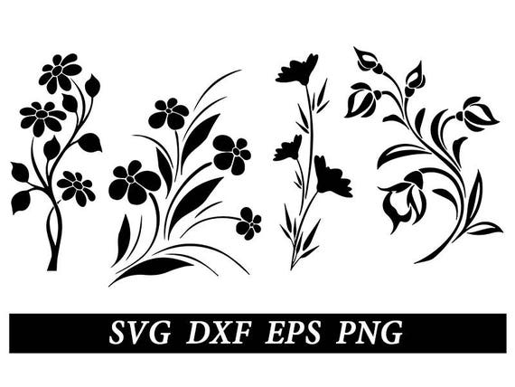 silhouette flowers Svg roses svg flowers dxf flowers svg