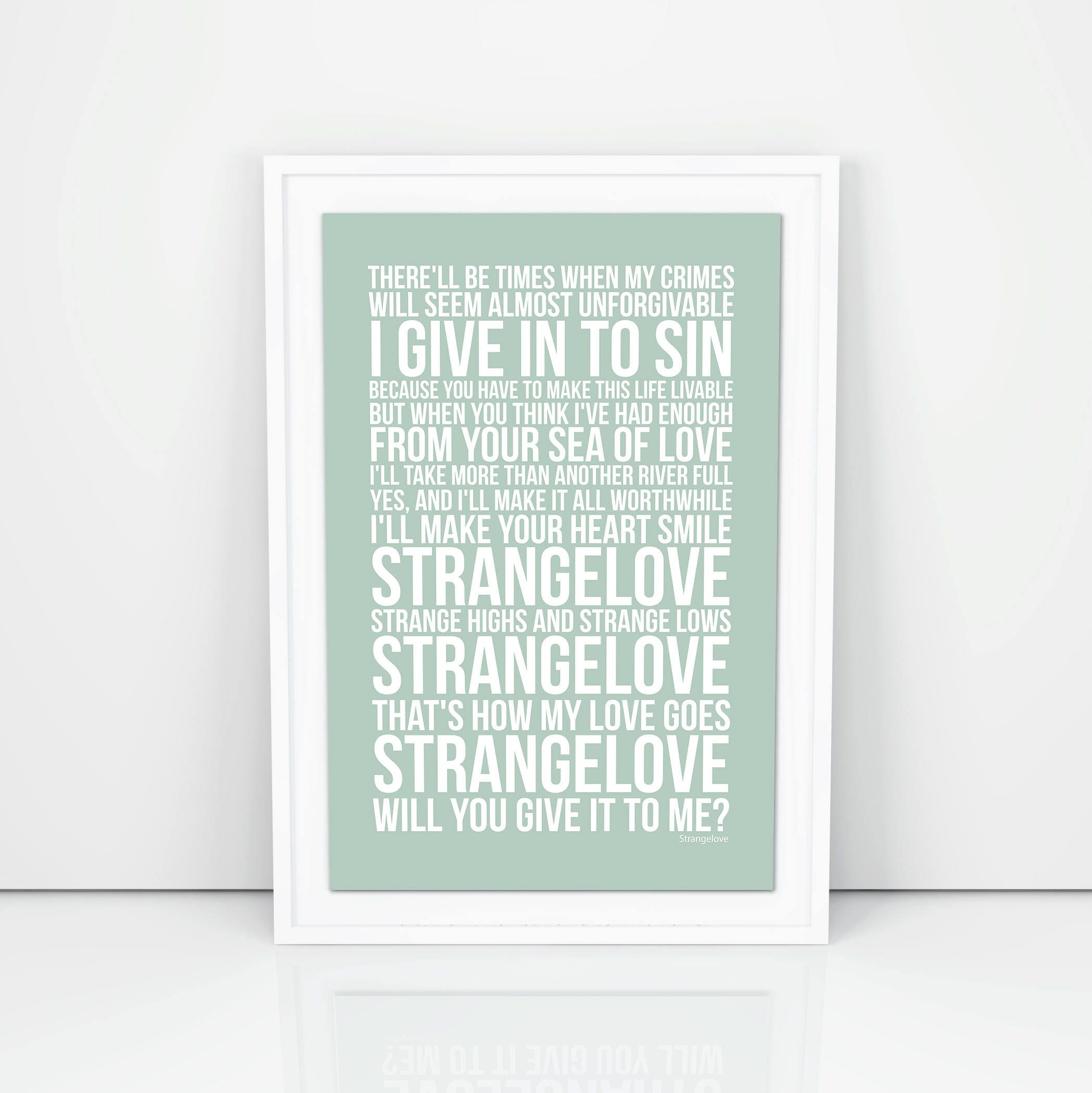 Depeche Mode Strangelove Lyrics Poster Print Design A3 A4 Size