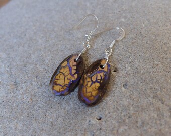 Boulder Opal earrings - earthy, natural - handmade in Australia by NaturesArtMelbourne - brown jewelry