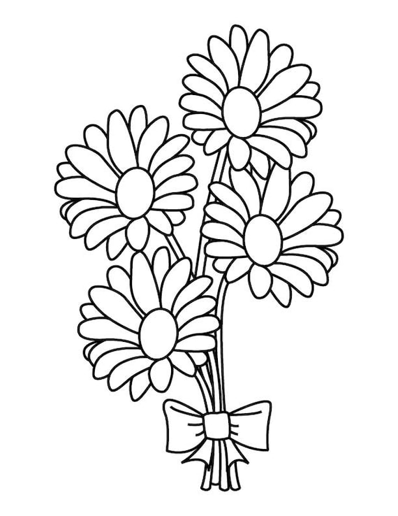 Download Daisy Bouquet Coloring Page