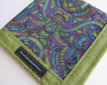 EDC Hank Psychedelic Purple Green and Blue Handmade Hank Everyday Carry Pocket Dump Hank Mens Handkerchief Gift for Him Gift for Her