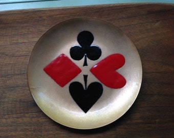 Vintage Annemarie Davidson Enamel Card Suits Dish