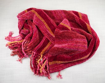 Handwoven and Handpainted Rayon Chenille Scarf