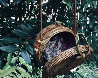 Handmade Balinese Round Rattan Bag