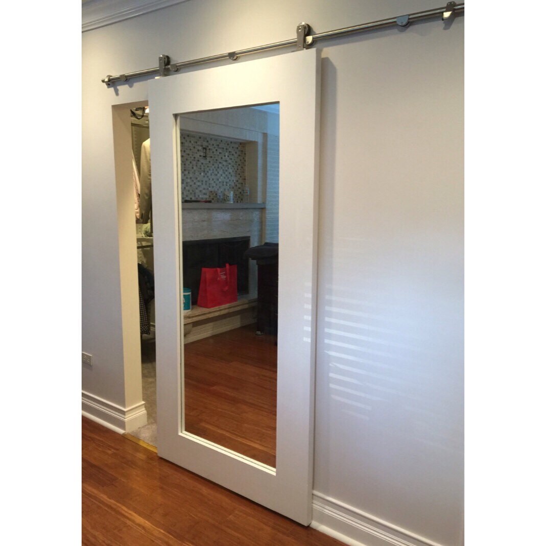 Mirror Framed Sliding Barn Door by Rustic Luxe