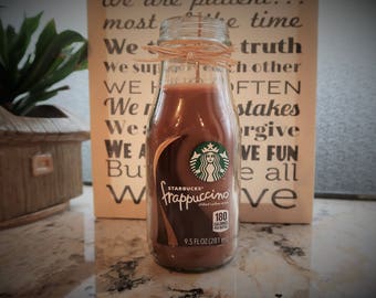 Starbucks Frappuccino Bottle - Frappuccino Candles - Milk Bottle Candles - Mocha Scented Candles - Coffee Candles - Soy Mocha Candles