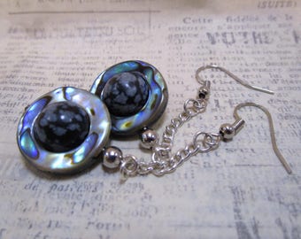 paua shell saturn earrings