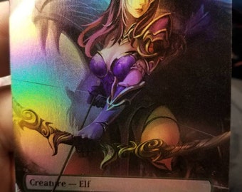 Foil Elvish Champion full art casual play card for mtg with new card back