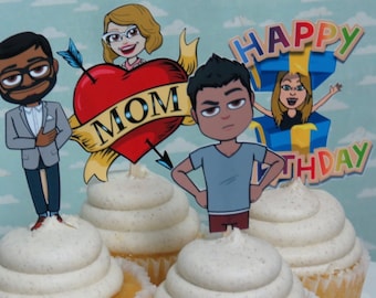 BITMOJI Cupcake toppers finished and mailed to you With your Bitmoji BIRTHDAY