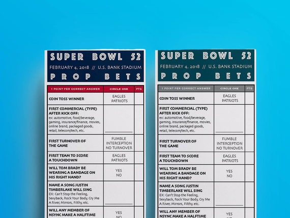 2018 Super Bowl 52 Prop Bet Pool Game // Patriots Eagles