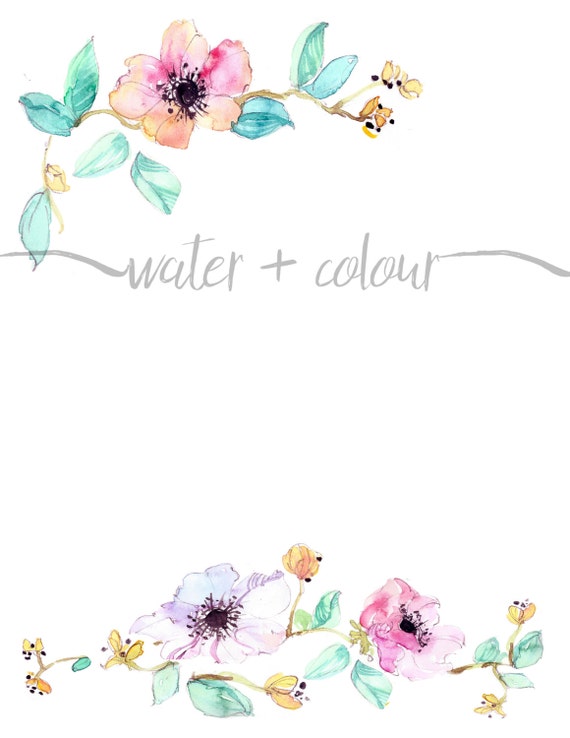 Download Downloadable watercolor floral border