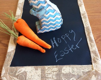 Easter Bunny Burlap Table Runner // Chalk Cloth Table Runner