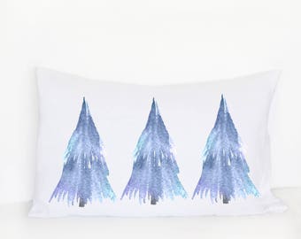 Kids Pillowcase, Winter Pillow Case, Kids Christmas Pillow Case, Standard Pillow Case, Blue Trees, Holiday Pillow Case, Kids Gift