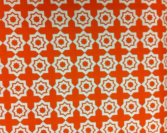 Khristian Howell Geometric Orange & White "Moroccan Mirage" Printed 100% Cotton Fabric