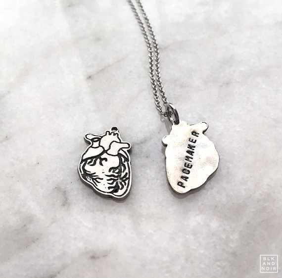 Pacemaker Human Heart Necklace With Custom Engraving