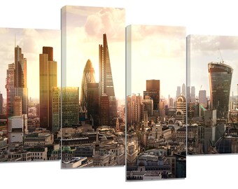 London City/the gherkin/set of 4 new split canvas prints.