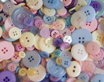 50 Pastel Buttons Nursery Room Mix Buttons - Blue, Pink, Yellow, Lavender, Green Mix Grab Bag Crafting Jewelry Collect (897 -)