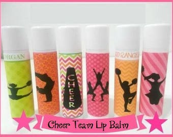 CHEER TEAM Lip Balm - Cheerleader - Cheer Team Gifts - Cheer Team Colors - Free Personalization - Individual -You Select the Quantity