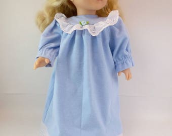 18 inch Doll Sleepwear Pale Blue Flannelette Nightgown to fit 18" American Girl Doll