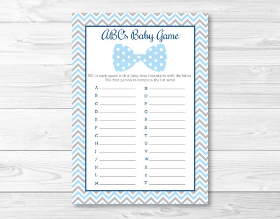 letter printable y Shower Baby Bow Game ABC Bow Tie Baby Tie Bow / / Tie Baby