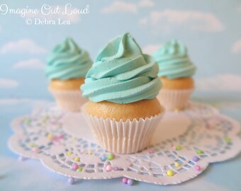 Fake Cupcake Aqua Faux Photo Prop Kitchen Decor Favor